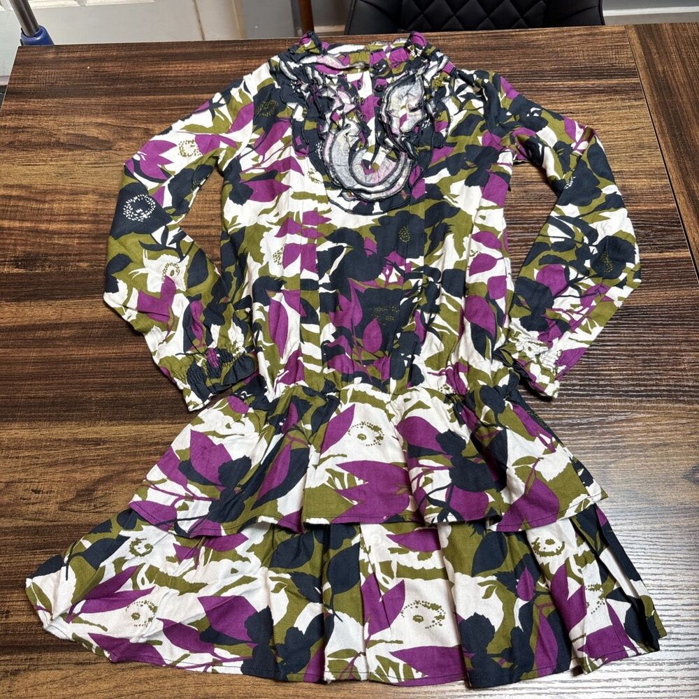Benetton Girl Dress Purple Floral Size 7-8 Years NWT